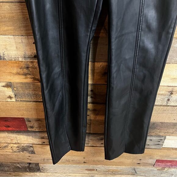 Stradivarius Black Faux Leather Pants With Slits At Hem Size 6 - Picture 5 of 14